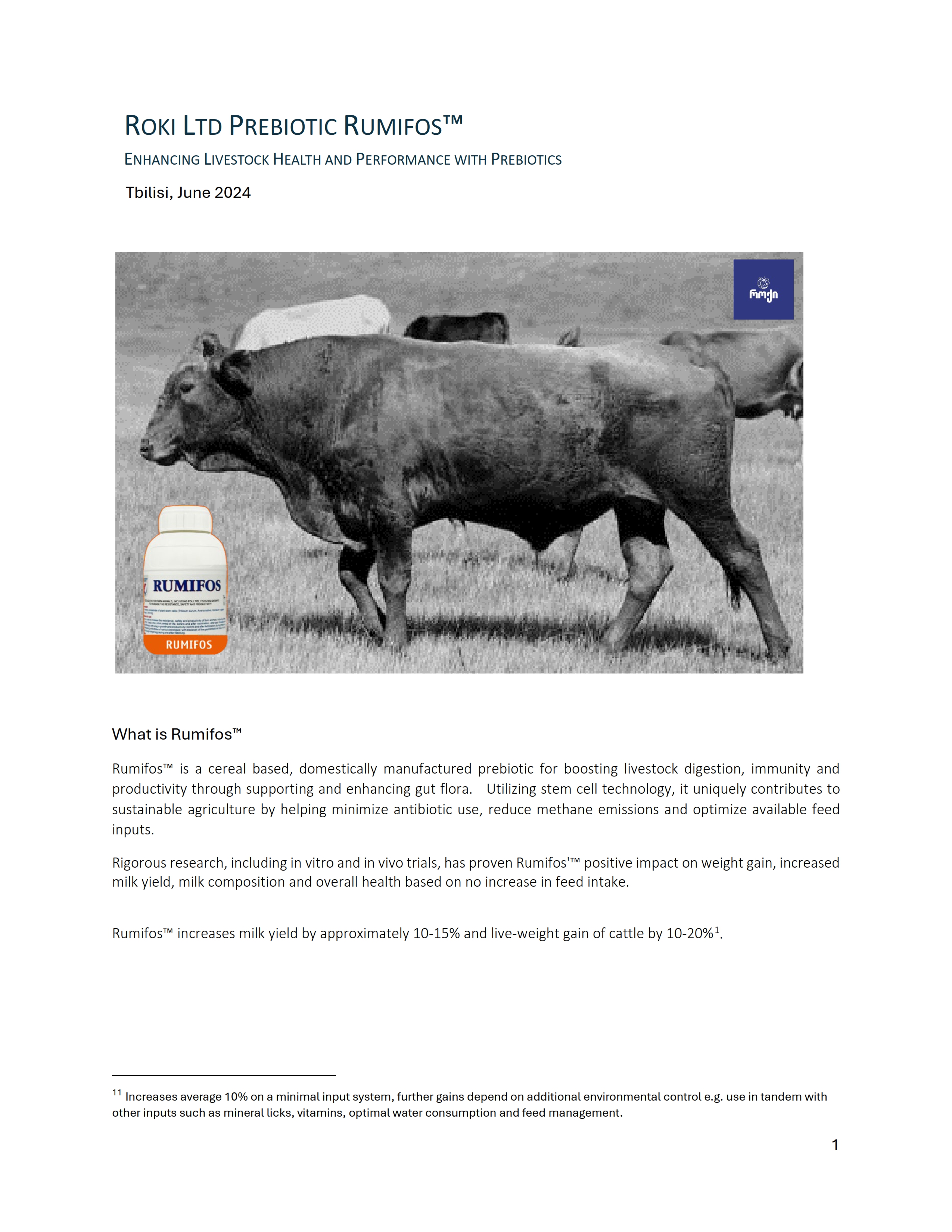 ROKI LTD PREBIOTIC RUMIFOS™ ENHANCING LIVESTOCK HEALTH AND PERFORMANCE WITH PREBIOTICS